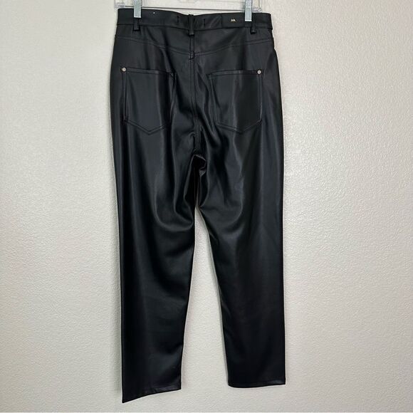 Zara Black Faux Leather Straight Leg High Rise Pants, Size 8 - Picture 7 of 13